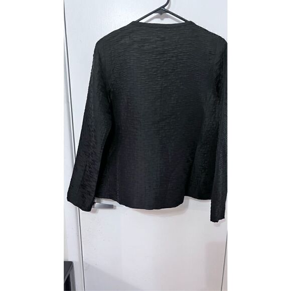 Eileen Fisher Womens Silk Textured Magnetic Closure Jacket Black Petite Sz Small - Picture 9 of 13